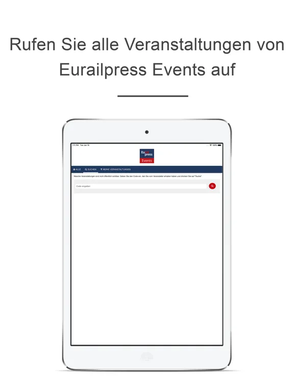 Tangkapan layar Eurailpress Events iPad 