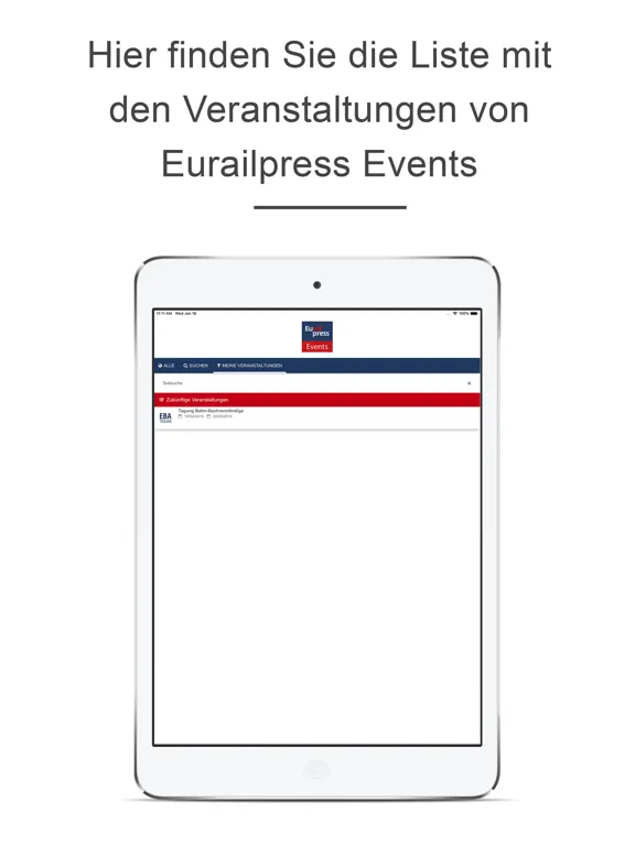 Tangkapan layar Eurailpress Events iPad 