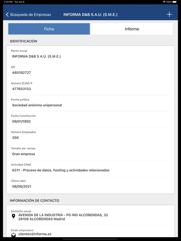 Informa D&B iPad  Screenshots