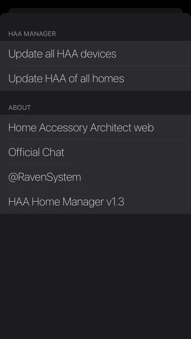 Tangkapan skrin HAA Home Manager for HomeKit