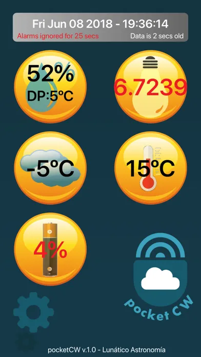 Zrzuty ekranu Pocket CloudWatcher