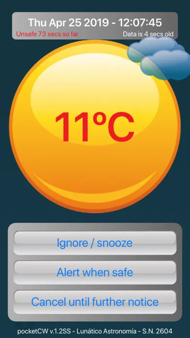 Zrzuty ekranu Pocket CloudWatcher