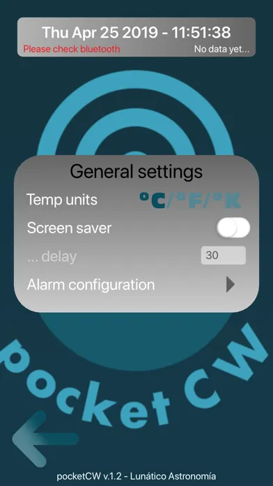 Zrzuty ekranu Pocket CloudWatcher