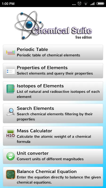 Chemical Suite Screenshots
