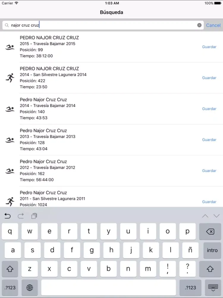 صور Resultados carreras Tenerife iPad 