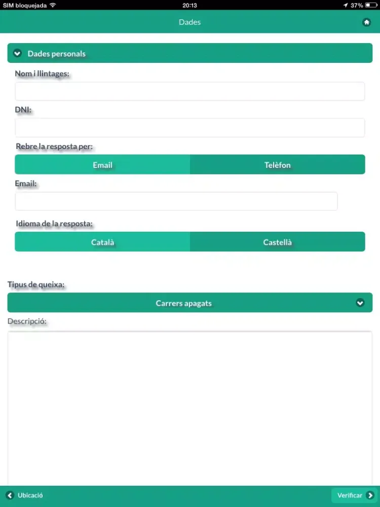 Incidencias urbanas Menorca iPad  스크린샷