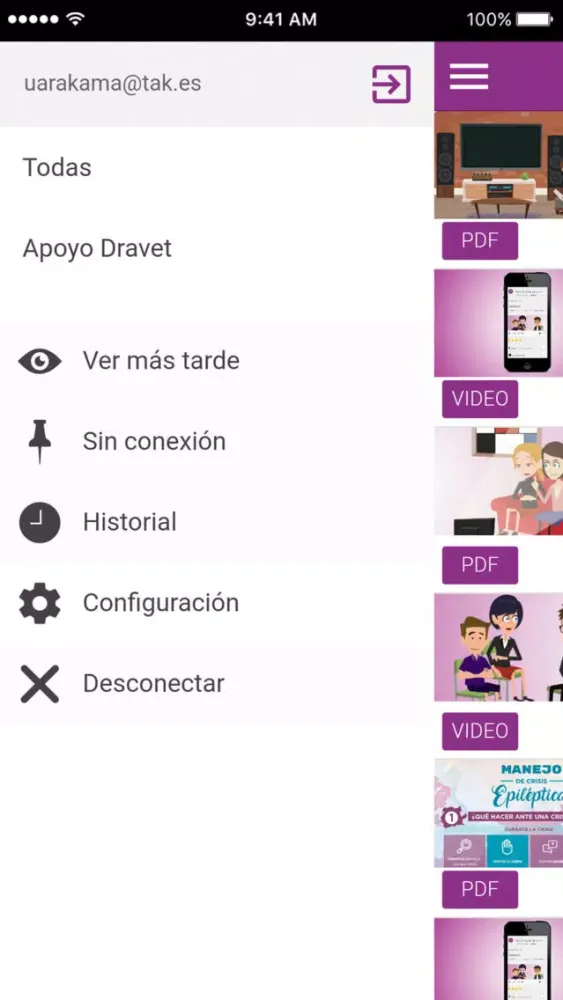 Tangkapan skrin App Apoyo Dravet