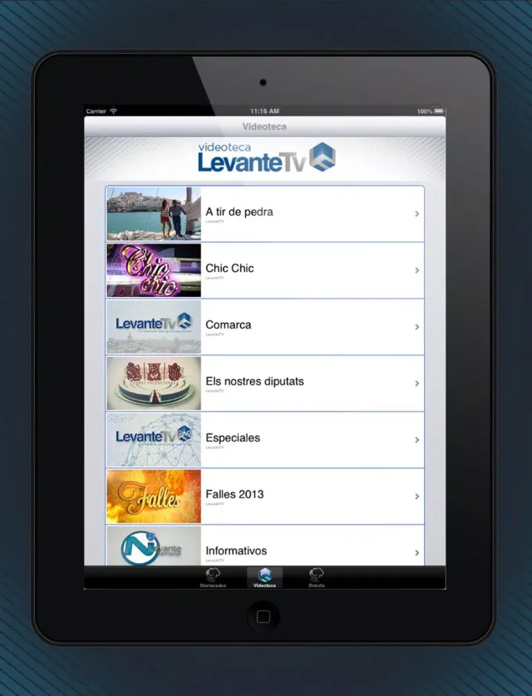 Tangkapan layar LevanteTV iPad 