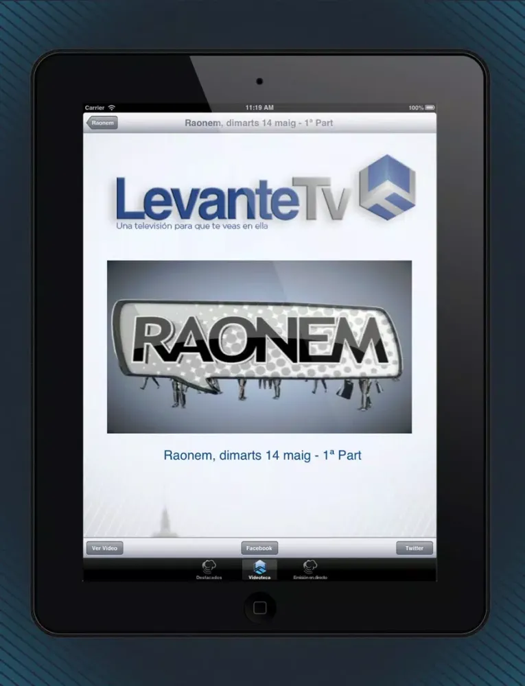 Tangkapan layar LevanteTV iPad 