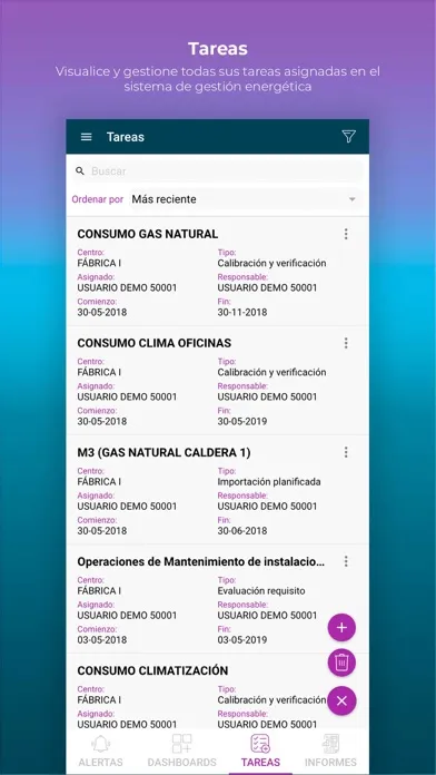 Capturas de tela do Energy Insight - IoT