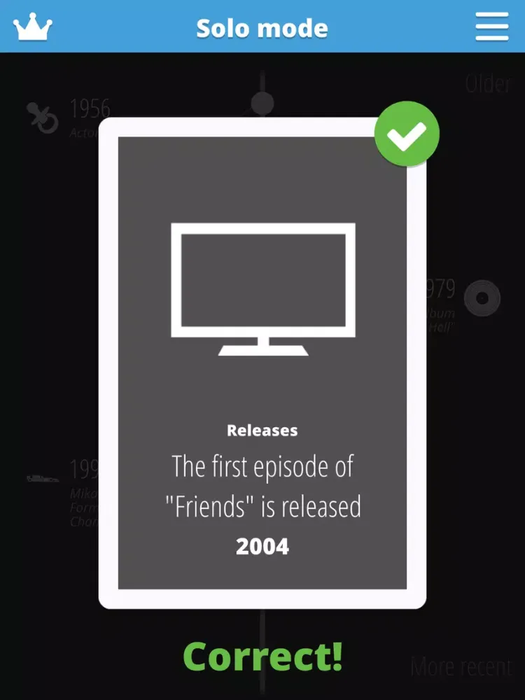 Capturas de tela do Time Trivia iPad 