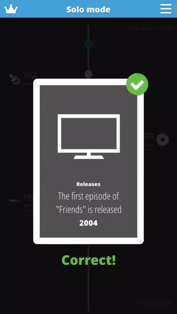 Capturas de tela do Time Trivia