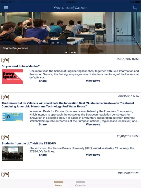 Tangkapan skrin University of Valencia iPad 