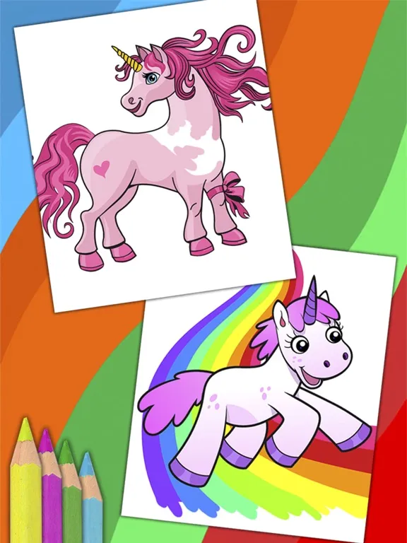 Unicorn & Fantastic Animals Pegasus coloring pages iPad  سکرین شاٹس