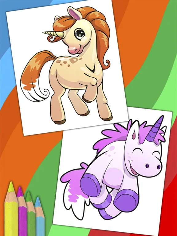 Unicorn & Fantastic Animals Pegasus coloring pages iPad  سکرین شاٹس