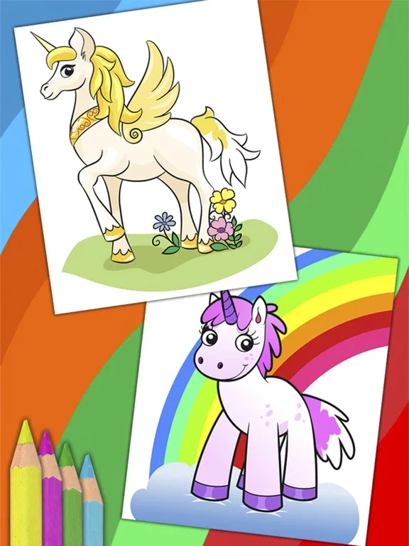 Unicorn & Fantastic Animals Pegasus coloring pages iPad  سکرین شاٹس