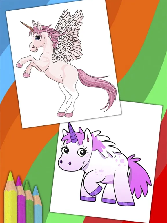 Unicorn & Fantastic Animals Pegasus coloring pages iPad  سکرین شاٹس