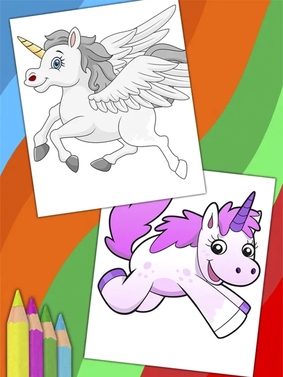 Unicorn & Fantastic Animals Pegasus coloring pages iPad  سکرین شاٹس