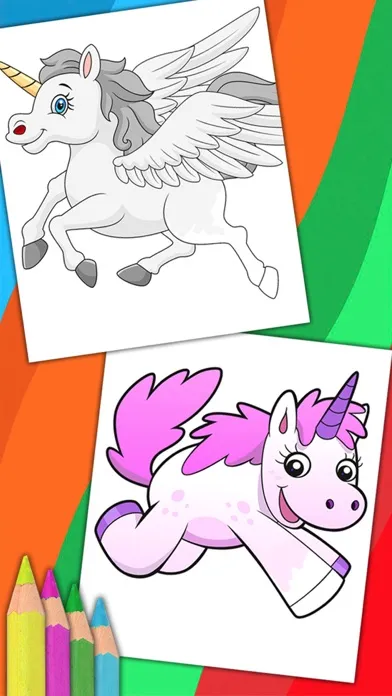 Unicorn & Fantastic Animals Pegasus coloring pages سکرین شاٹس