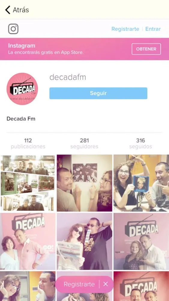 Tangkapan skrin Década FM