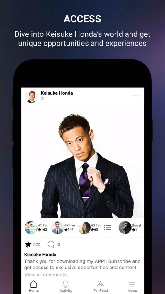 Keisuke Honda Official App Screenshots