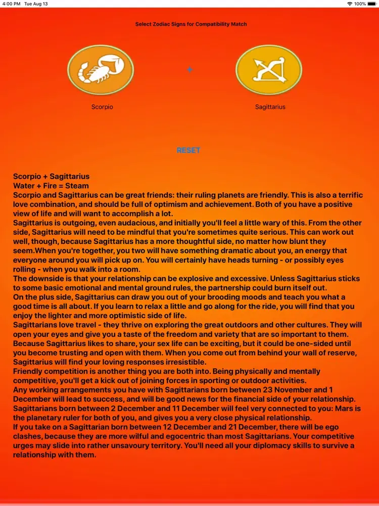 Capturas de pantalla de Zodiac Compatibility iPad 