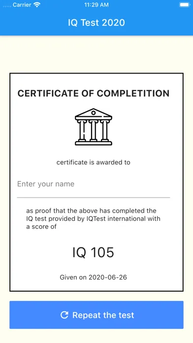 ภาพหน้าจอของ IQ Test 2020