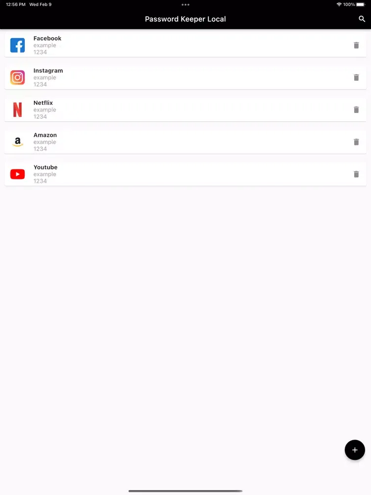 Ảnh chụp màn hình của Password Keeper Local iPad 