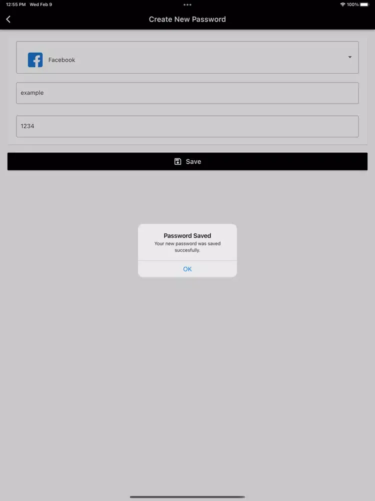 Ảnh chụp màn hình của Password Keeper Local iPad 