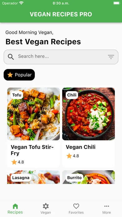 Capturas de tela do Vegan Recipes Pro