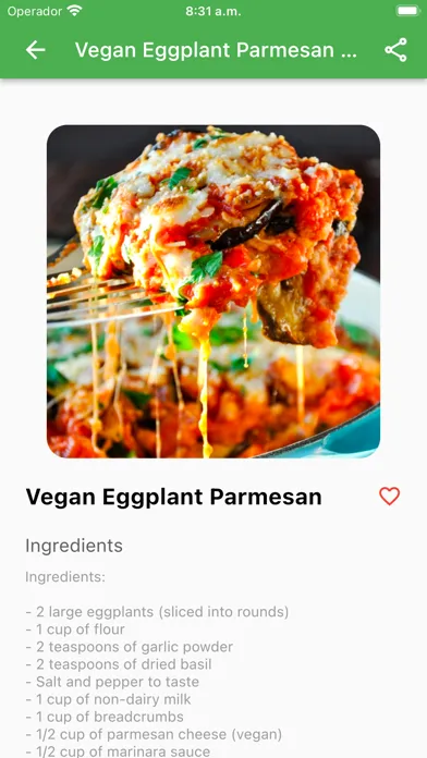 Capturas de tela do Vegan Recipes Pro