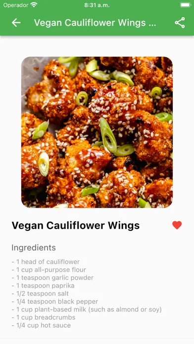 Capturas de tela do Vegan Recipes Pro
