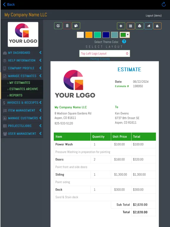 Tangkapan skrin Estimates App iPad 