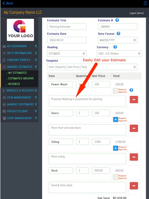 Tangkapan skrin Estimates App iPad 