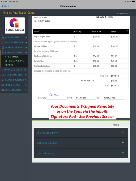 Tangkapan skrin Estimates App iPad 