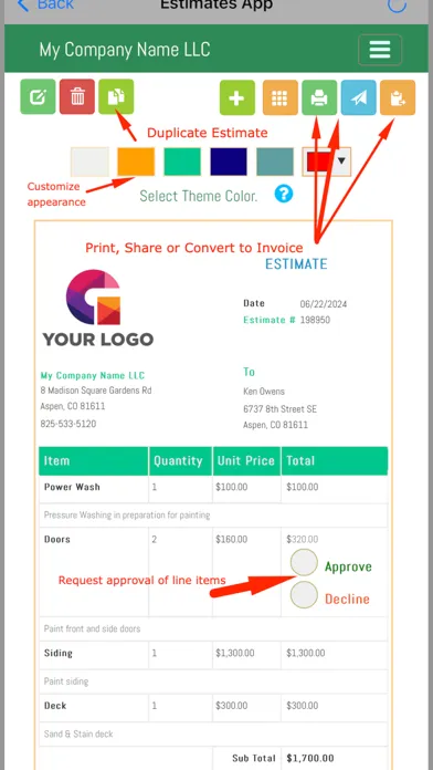 Tangkapan skrin Estimates App