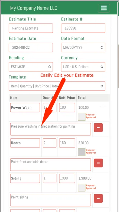Tangkapan skrin Estimates App