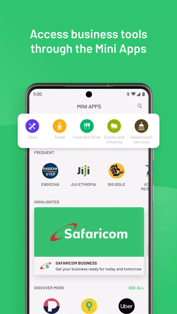 Captures d'écran de M-PESA Business Ethiopia