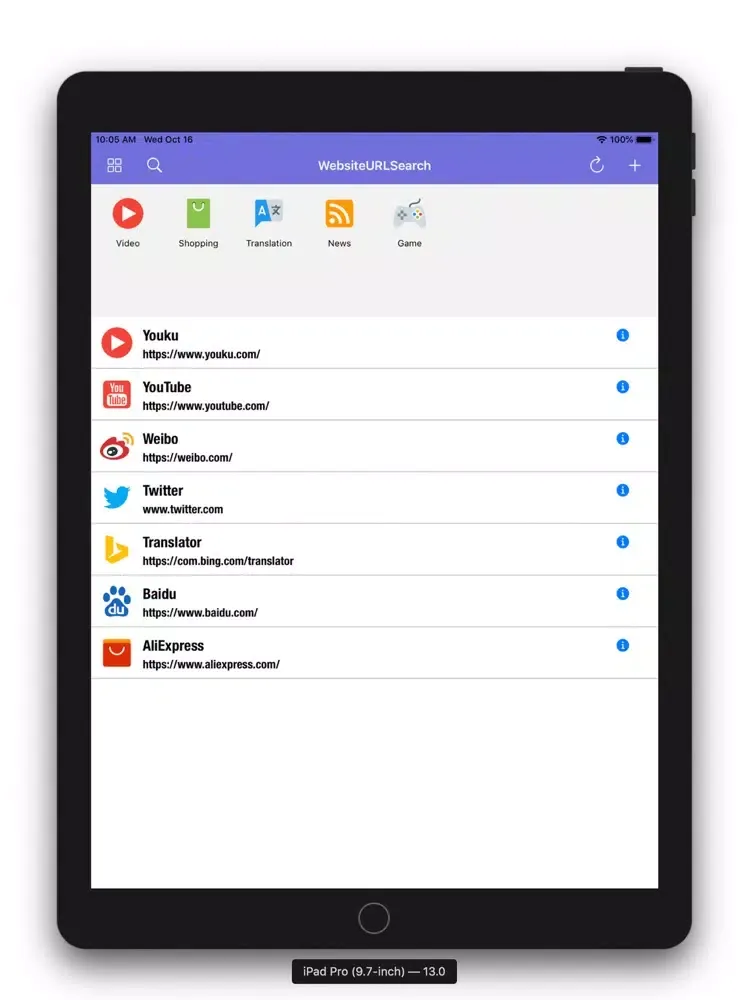 Website URL Search-Web Browser iPad  Screenshots