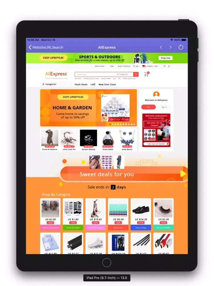 Website URL Search-Web Browser iPad  Screenshots