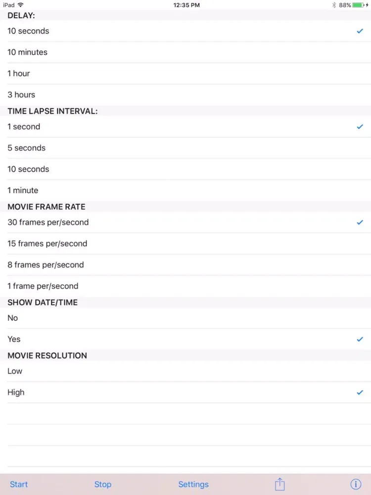Extended Time Lapse iPad  Screenshots