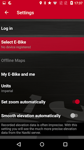 Impulse E-Bike Navigation Screenshots