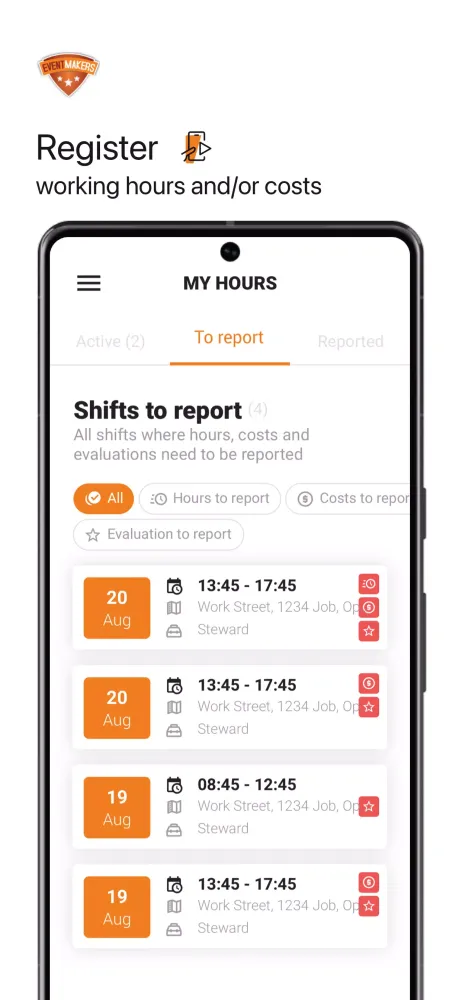 EventMakers Planning Screenshots