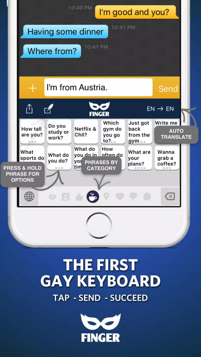 Ảnh chụp màn hình của FINGER Gay Keyboard for any dating app!