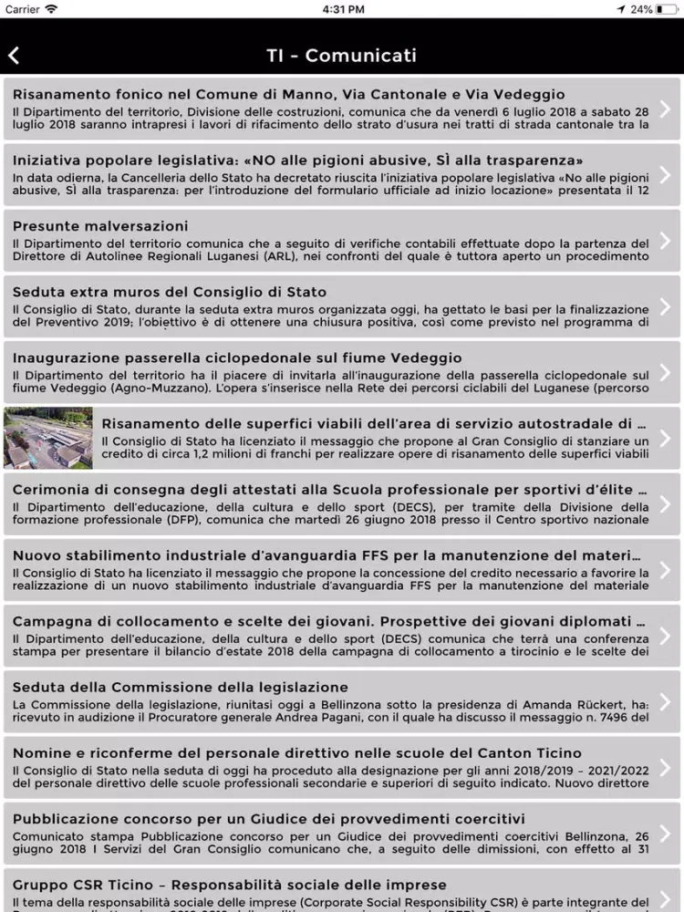 Ảnh chụp màn hình của Ticino - Grigioni Politica iPad 