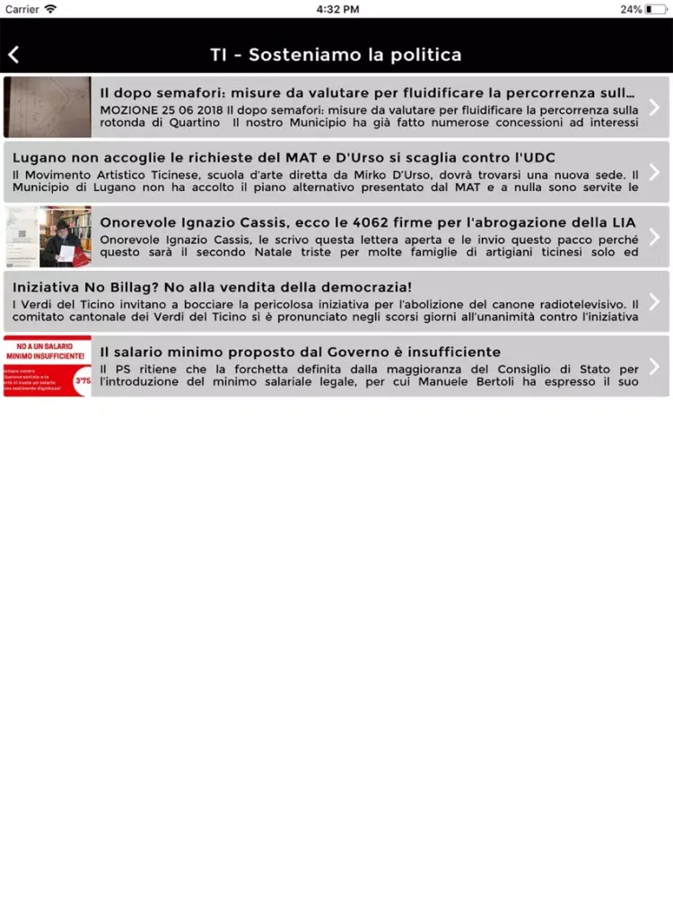 Ảnh chụp màn hình của Ticino - Grigioni Politica iPad 