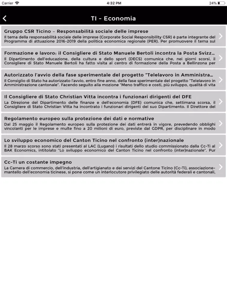 Ảnh chụp màn hình của Ticino - Grigioni Politica iPad 