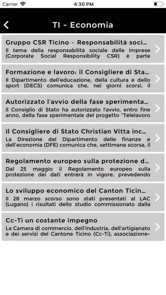 Ảnh chụp màn hình của Ticino - Grigioni Politica
