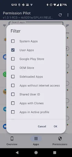 Screenshot di Permission Pilot