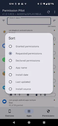 Screenshot di Permission Pilot